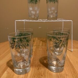 6 Holiday Pine Drinking Glasses